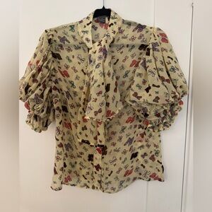 Gracia M Bow Print Blouse